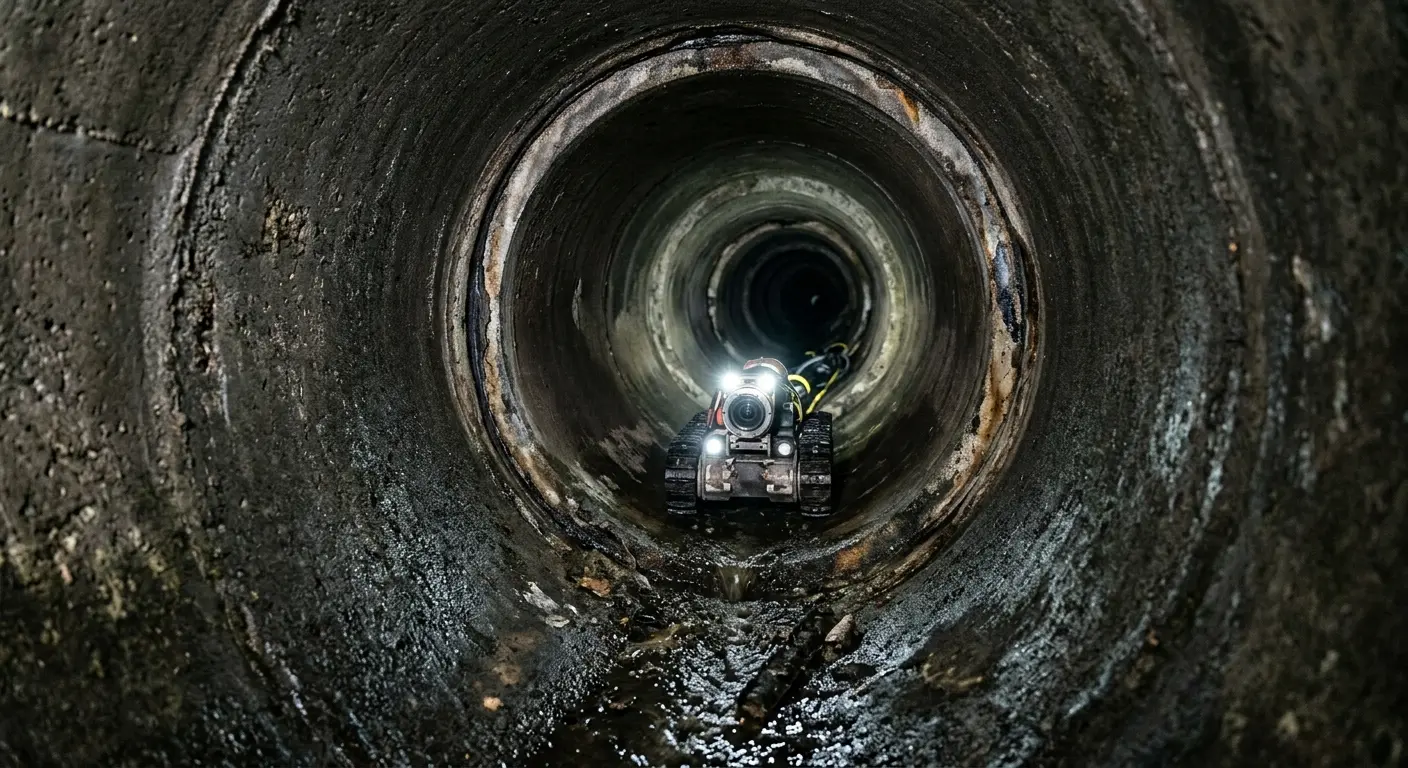 Robotic sewer camera inspecting pipe interior for Sewer Line Repair in Barnesville